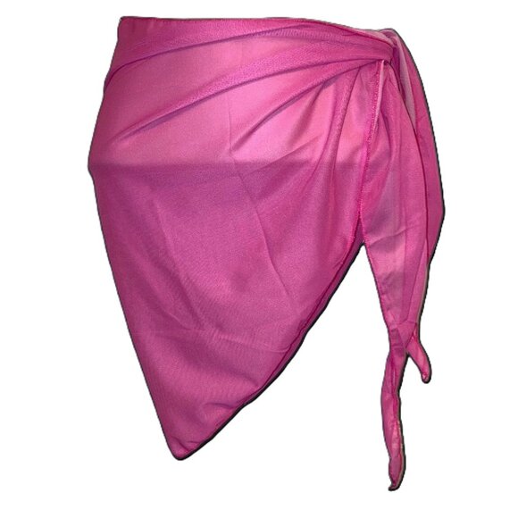 Sarong BARBIE PINK Cover up Beach Swim Wrap Mini Tie Sheer Wrap Womens Small - Picture 1 of 8